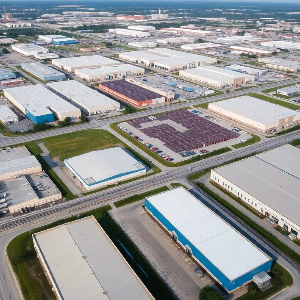 Aerial view of industrial buildings in Jacksonville