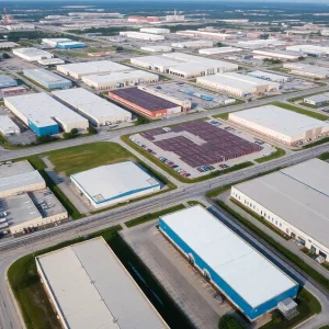 Aerial view of industrial buildings in Jacksonville