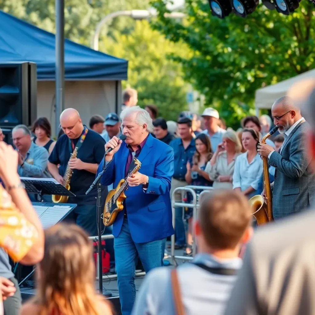 Crowd enjoying the Jacksonville Jazz Festival with performers on stage