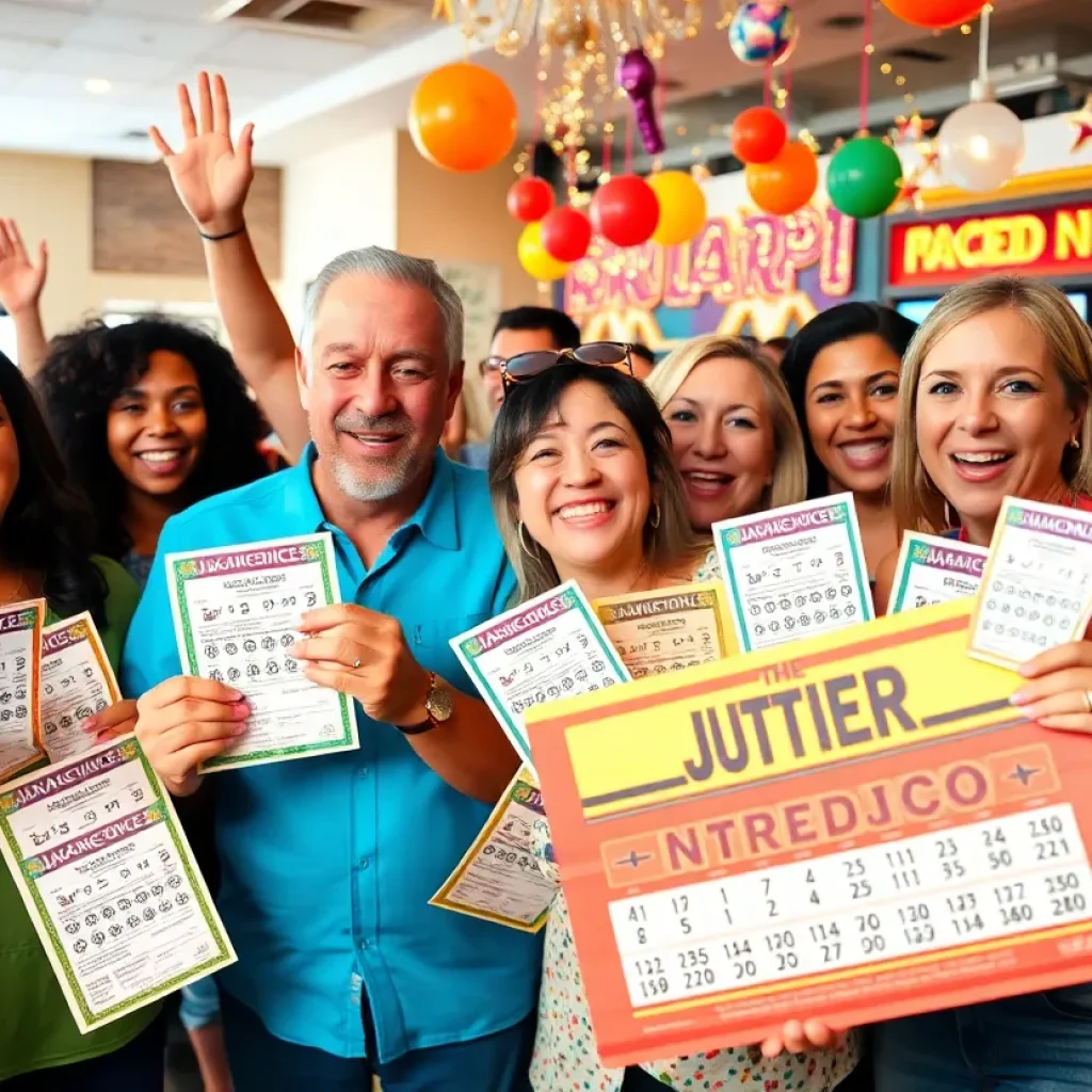 Celebration of lottery wins in Jacksonville, Florida.
