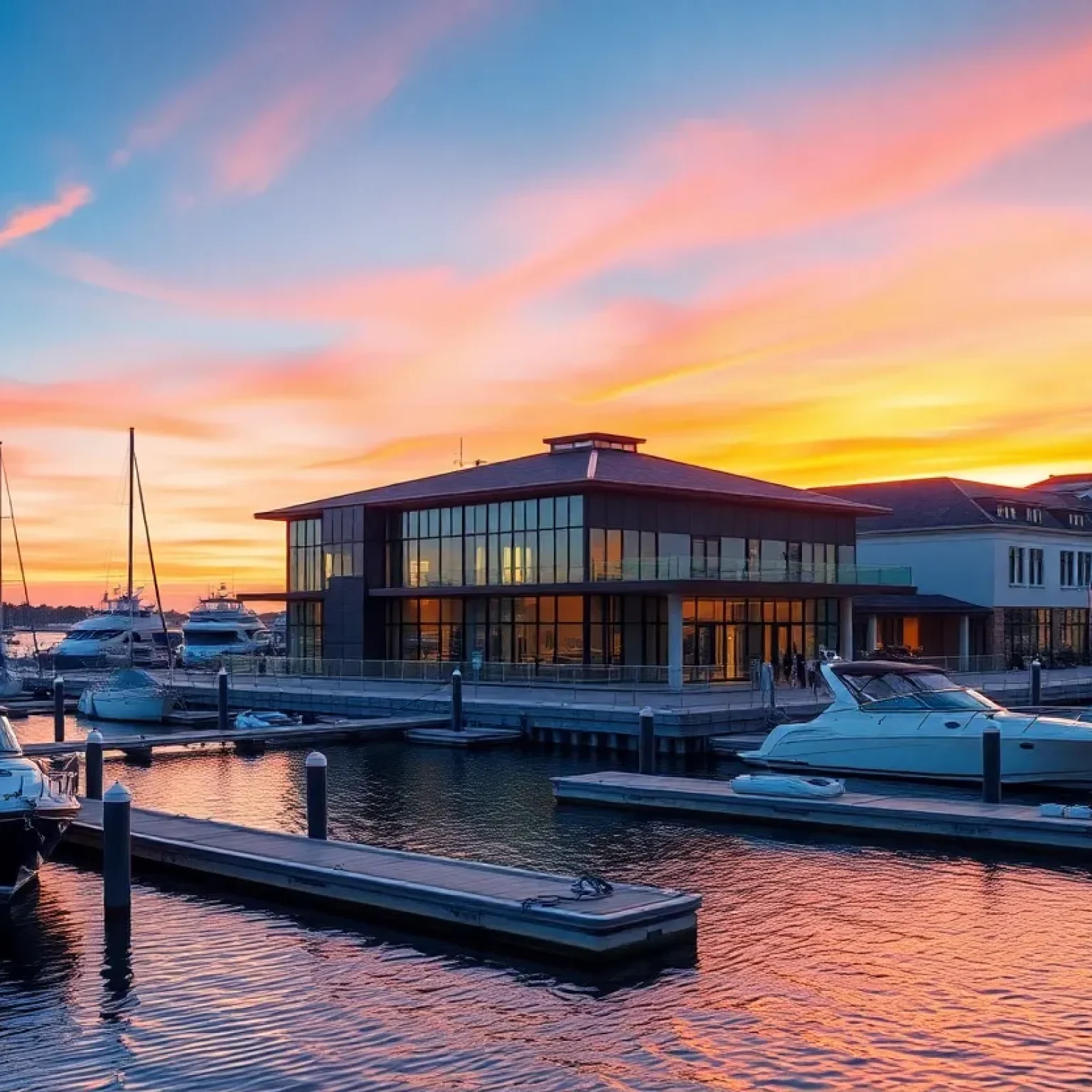 Design of the floating docks and harbormaster house at Jacksonville Marina
