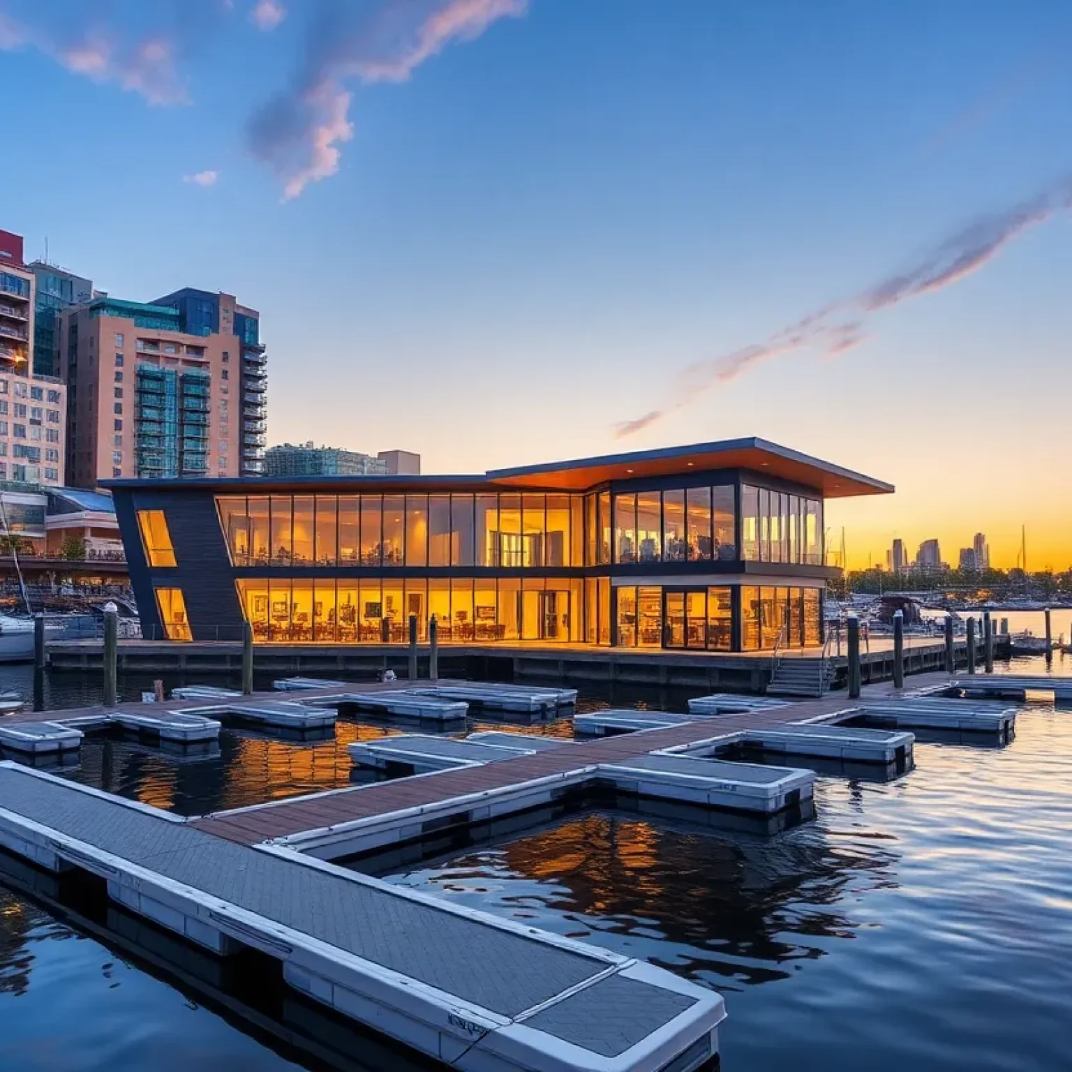 Rendering of Jacksonville's Northbank marina project with floating docks