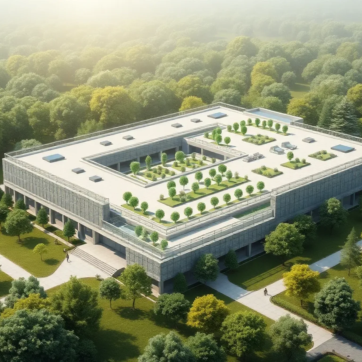 Conceptual rendering of Jacksonville's new jail facility with modern design and green areas