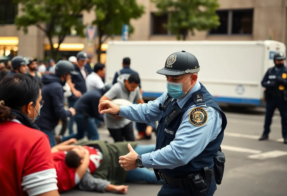 Police officers responding to a chaotic scene in Jacksonville