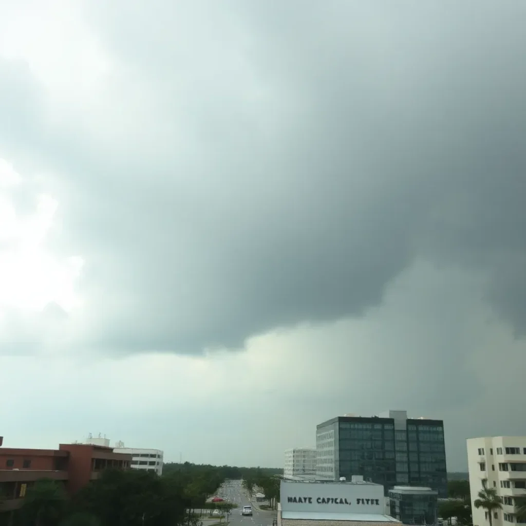 Cloudy skies over Jacksonville signaling rainfall