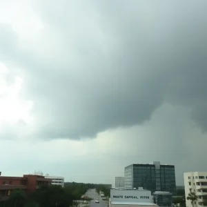 Cloudy skies over Jacksonville signaling rainfall