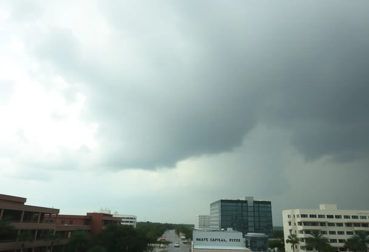 Cloudy skies over Jacksonville signaling rainfall