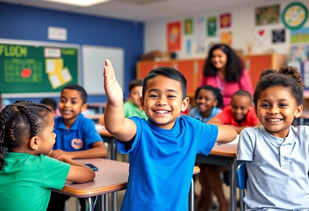 Students engaged in a classroom activity in a Jacksonville public school.