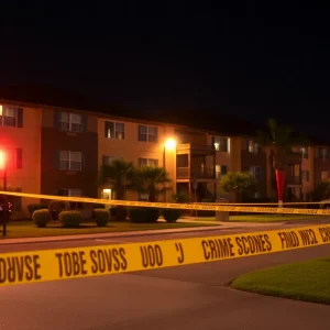 Crime scene at an apartment complex in Jacksonville, Florida