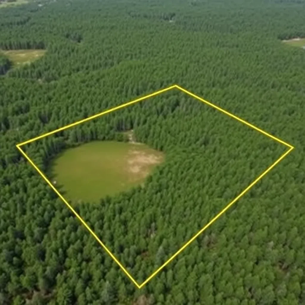 Aerial view of timberland in Jacksonville acquired for development