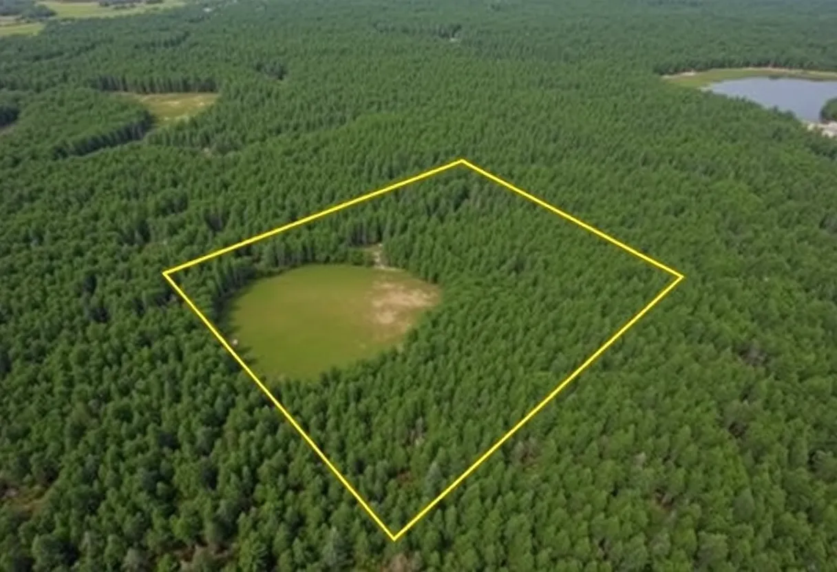 Aerial view of timberland in Jacksonville acquired for development