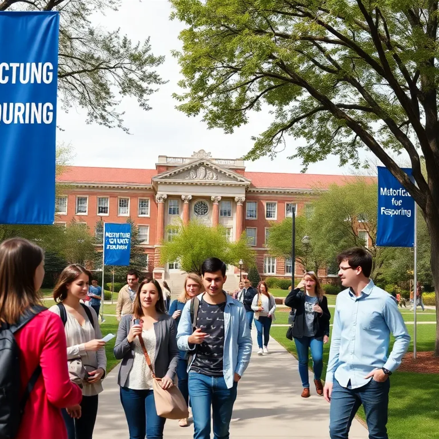 Students at Jacksonville University discussing changes to academic offerings