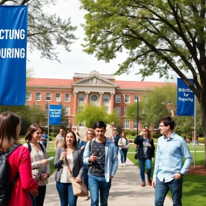 Students at Jacksonville University discussing changes to academic offerings