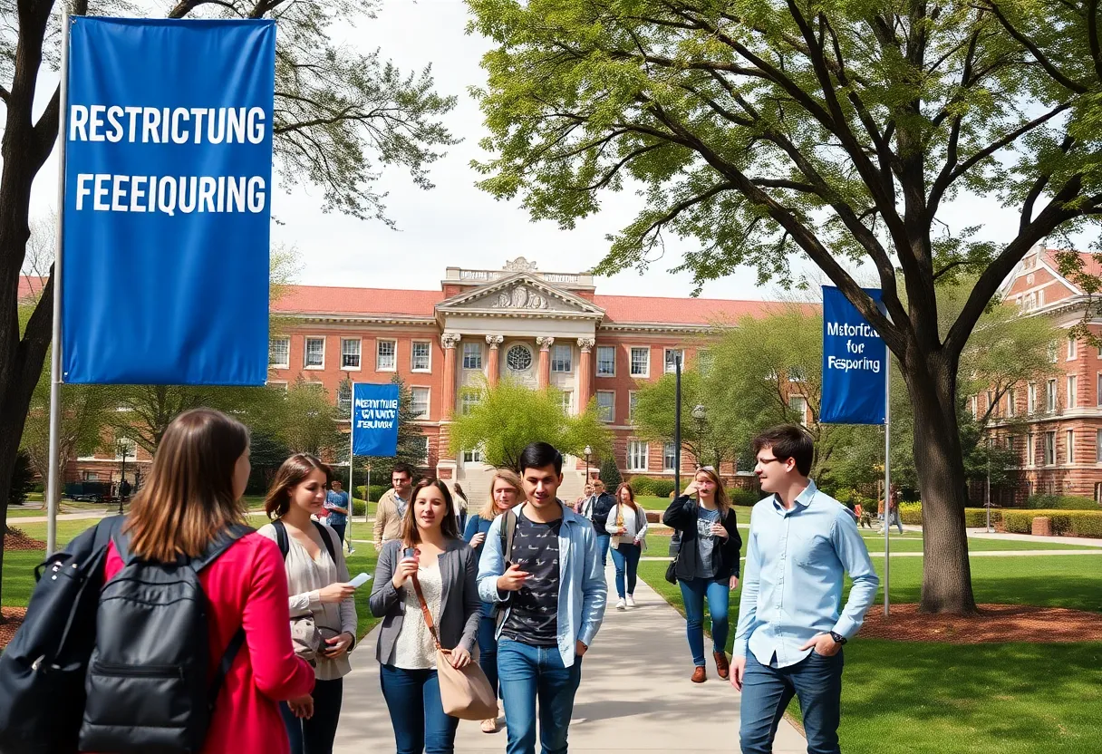 Students at Jacksonville University discussing changes to academic offerings