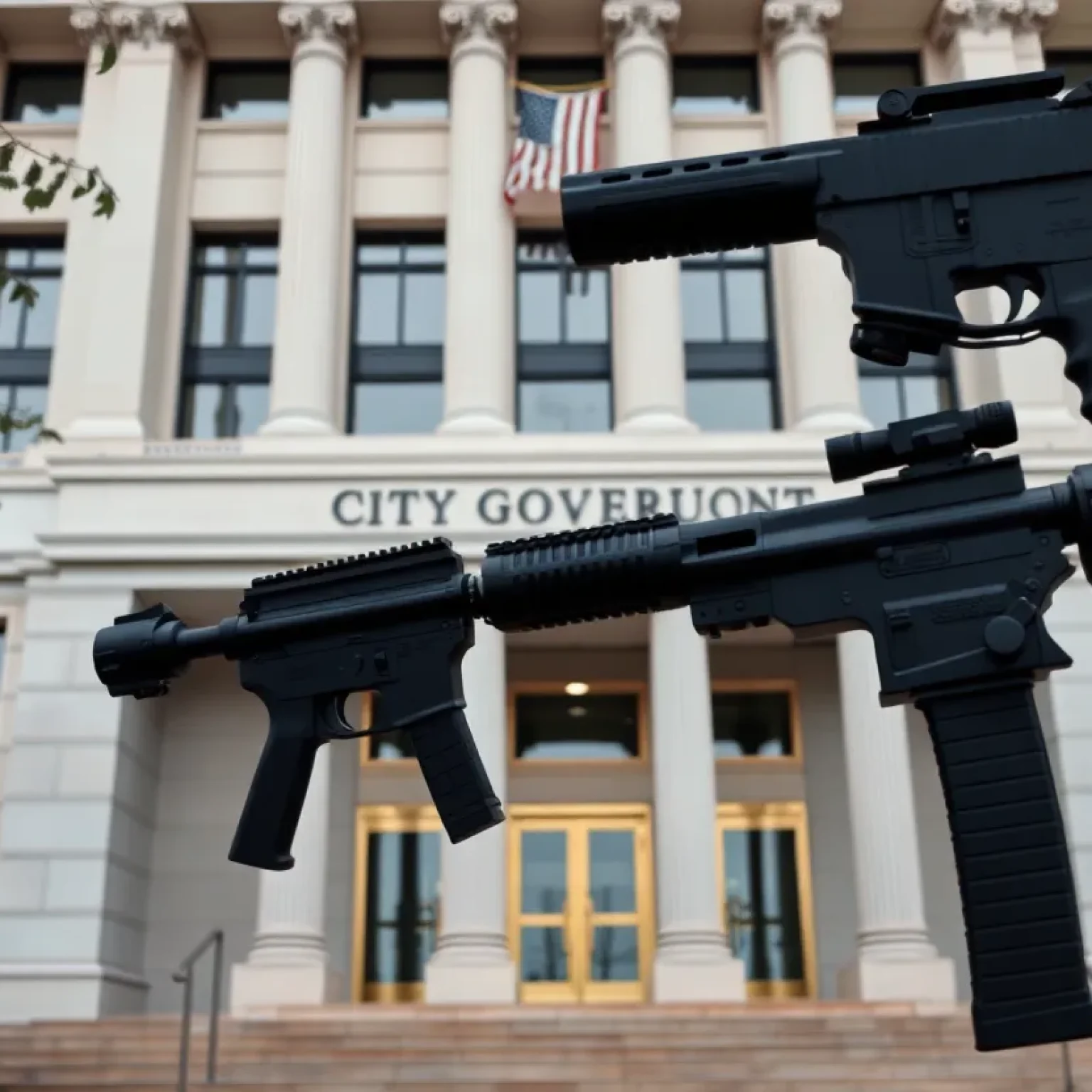 Exterior view of Jacksonville City Hall with security details