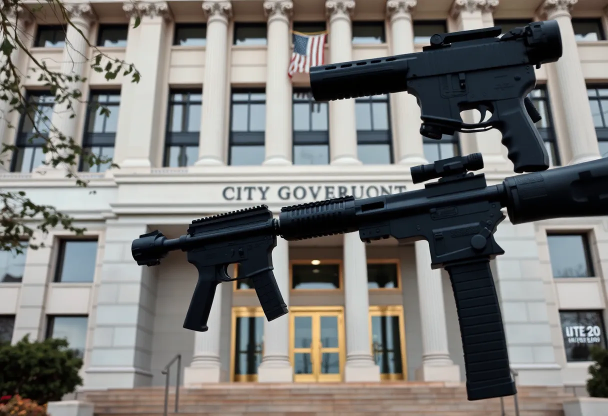 Exterior view of Jacksonville City Hall with security details