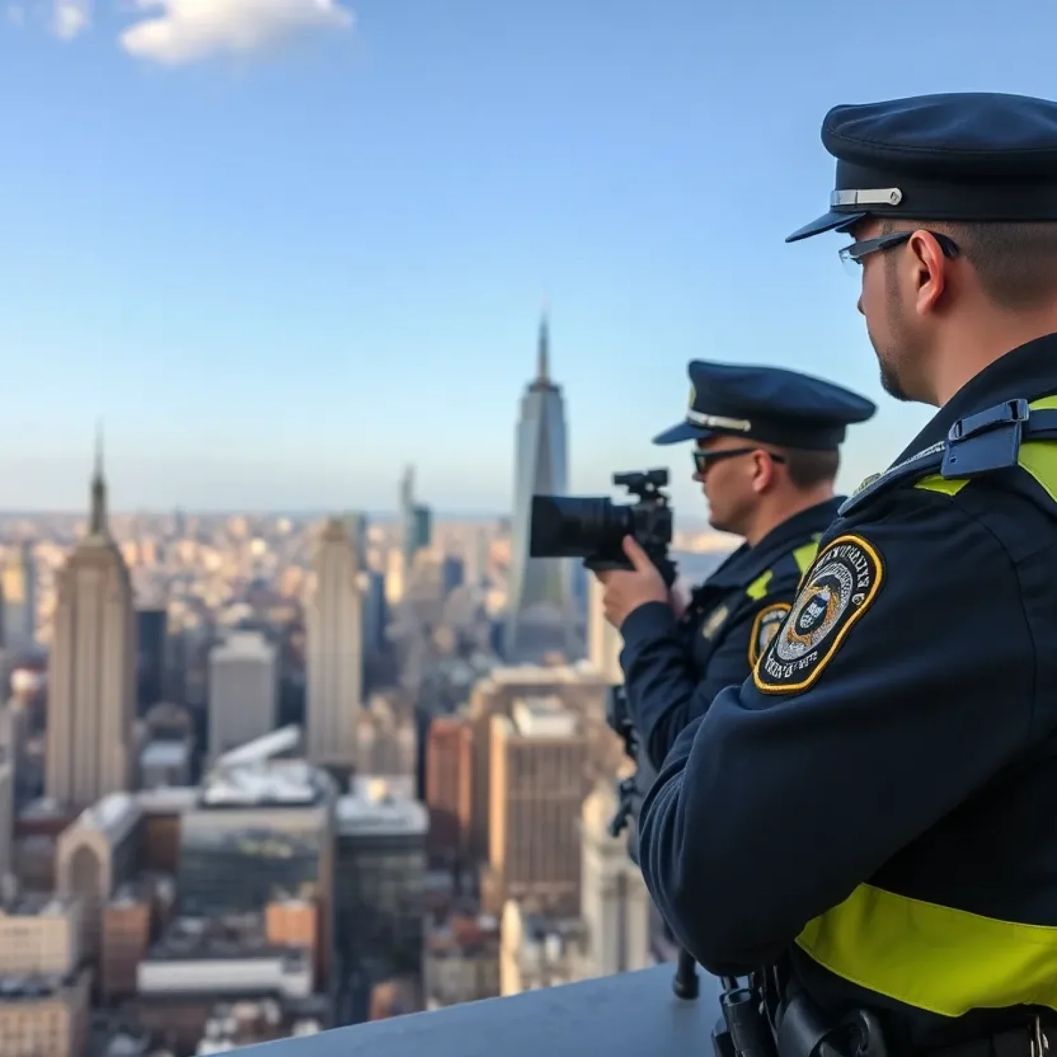 Law enforcement officers conducting an operation against online fraud in a city.