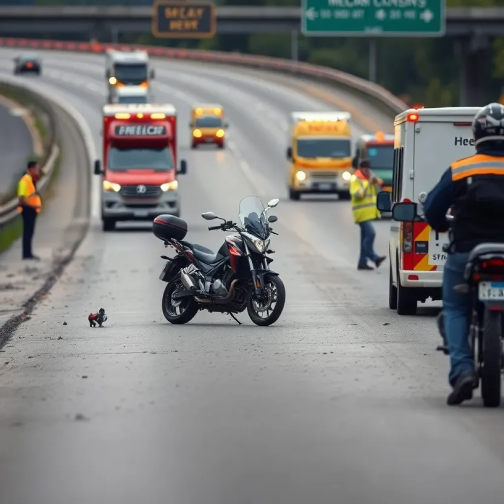 I-95 accident scene with a motorcycle involved