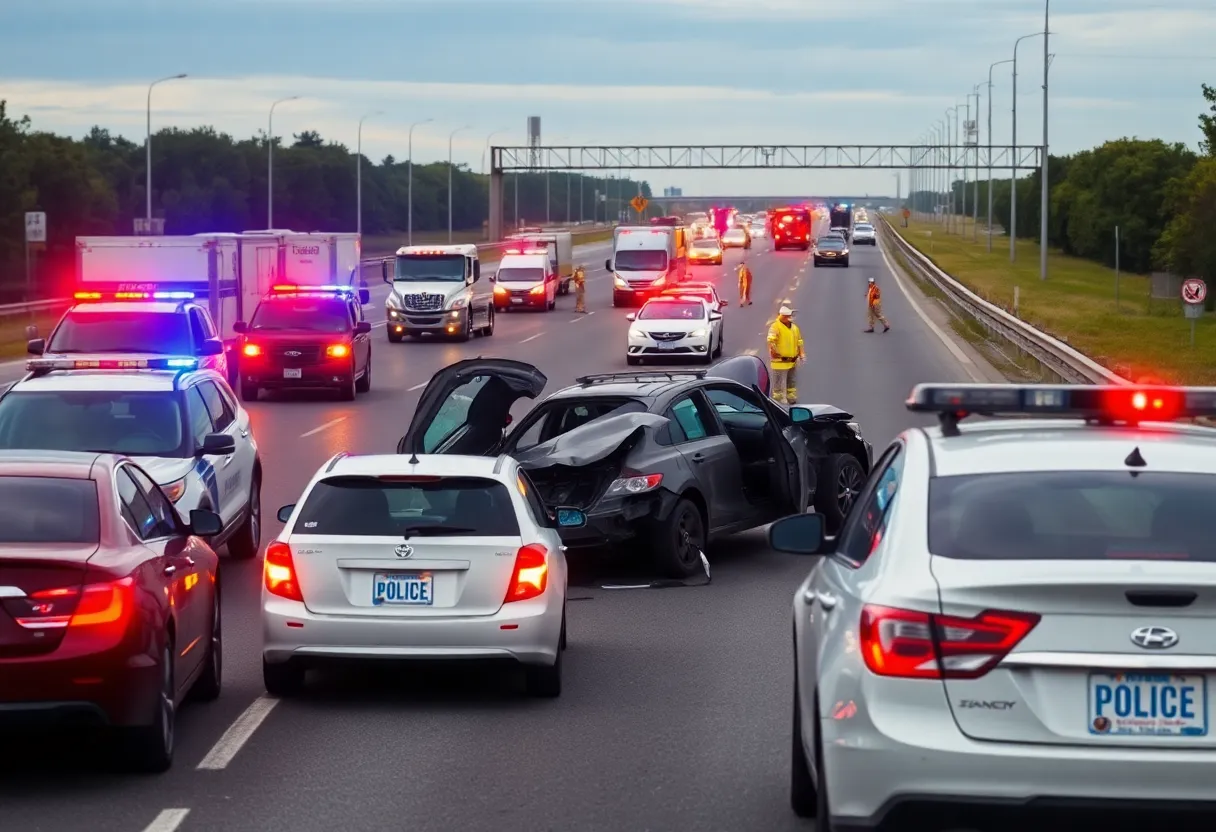 Scene of a multi-vehicle accident on US-17
