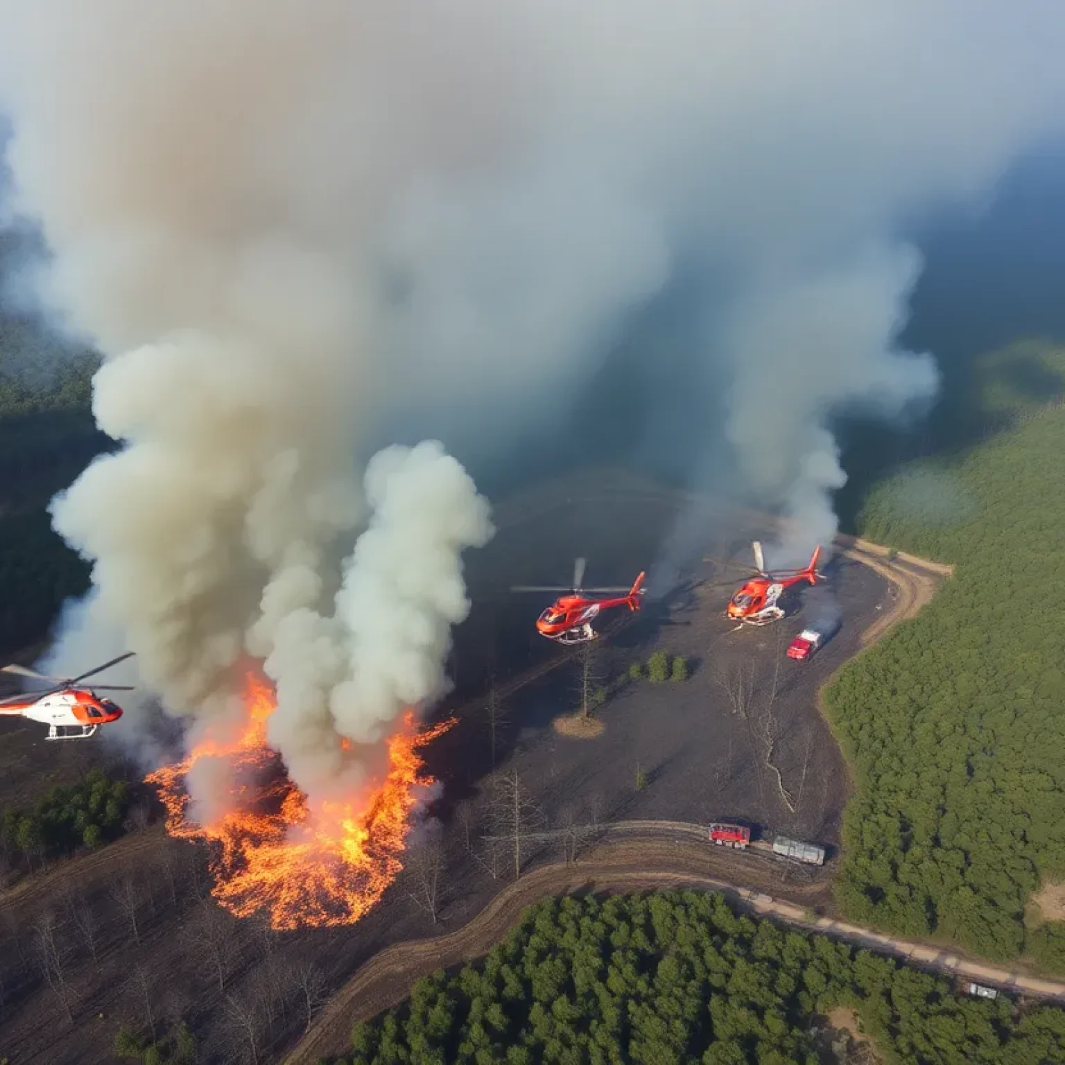 Firefighting efforts during a wildfire in Ocala National Forest.