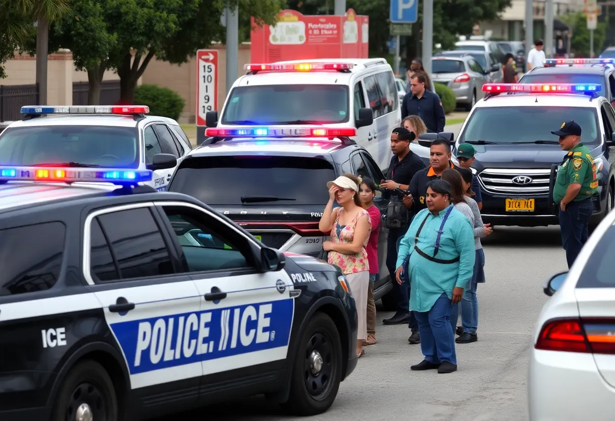 Law enforcement operation illustrating collaboration among various agencies during immigration enforcement.