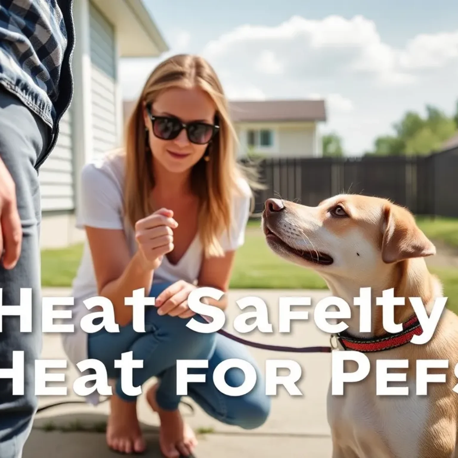 A worried pet owner checking their dog during hot weather
