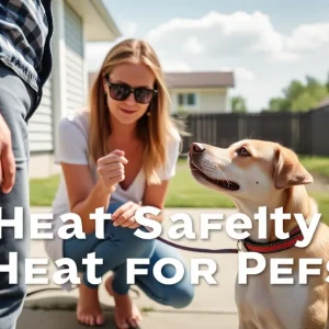 A worried pet owner checking their dog during hot weather
