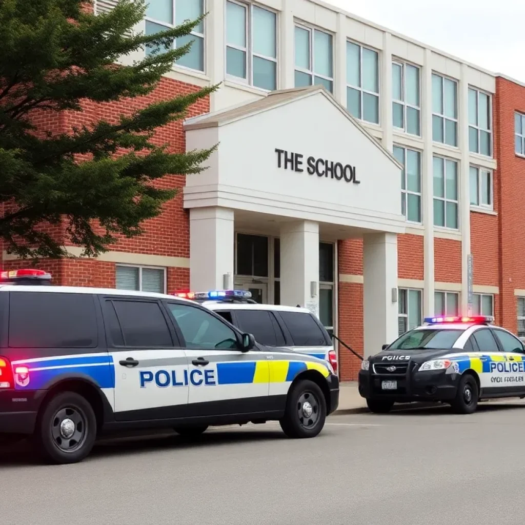 Police vehicles outside Southside Estates Elementary School