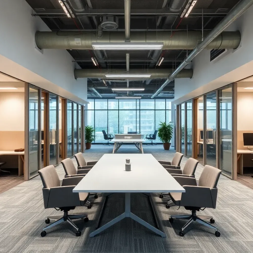 Interior view of private office suites under renovation at The Pondry in Jacksonville.