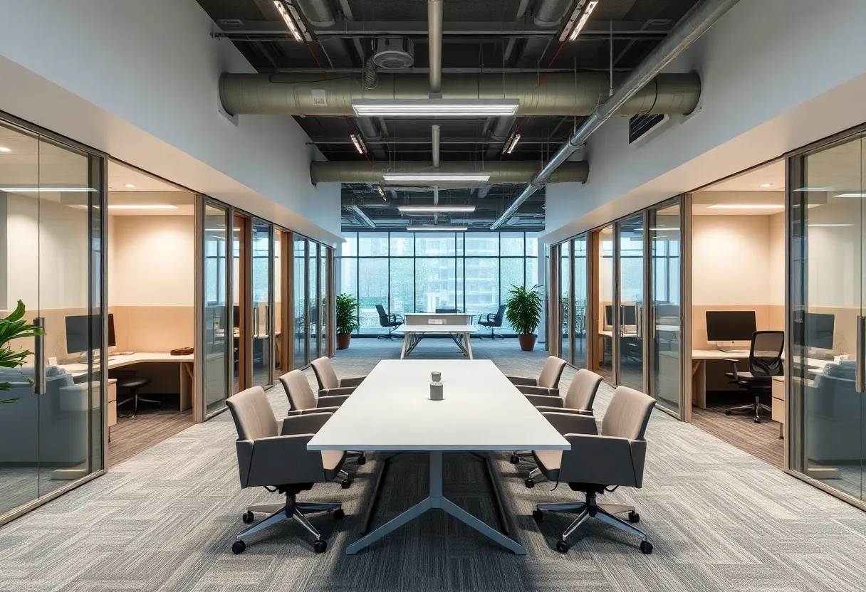 Interior view of private office suites under renovation at The Pondry in Jacksonville.
