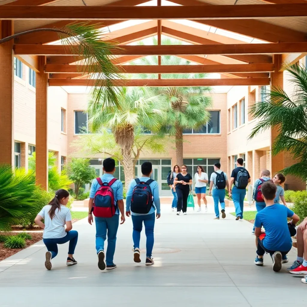 Students at a private high school in Jacksonville engaged in outdoor activities.