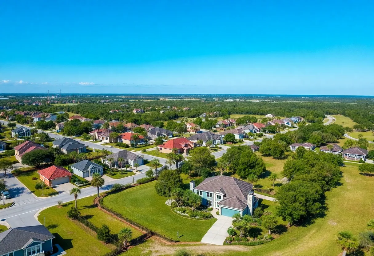 A picturesque view of residential lots in St. Johns County under development.