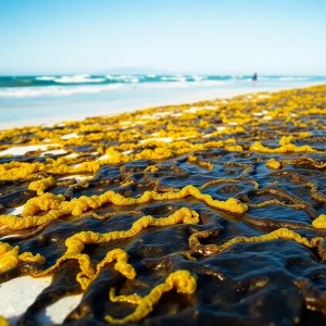 Florida beach affected by sargassum seaweed blooms