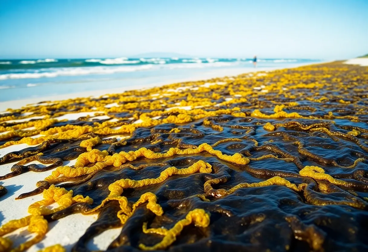 Florida beach affected by sargassum seaweed blooms