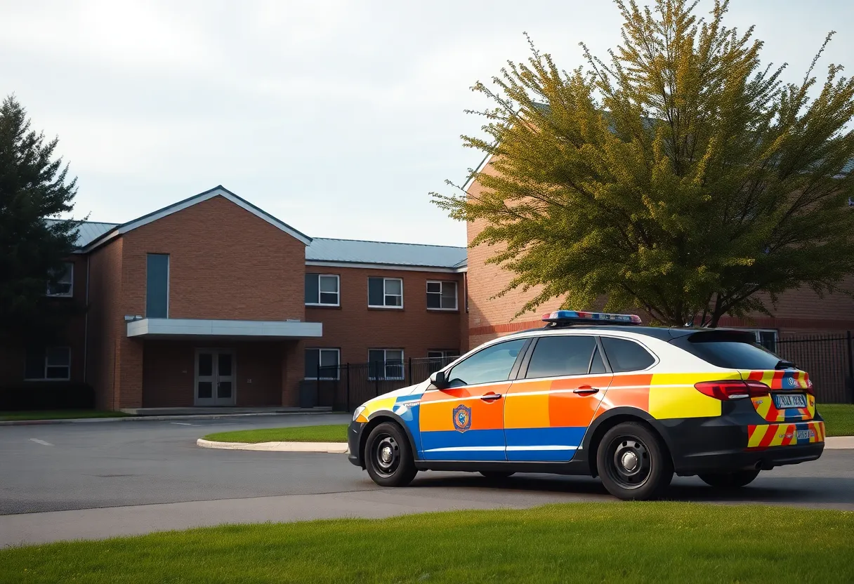 Police presence at a school after a safety incident