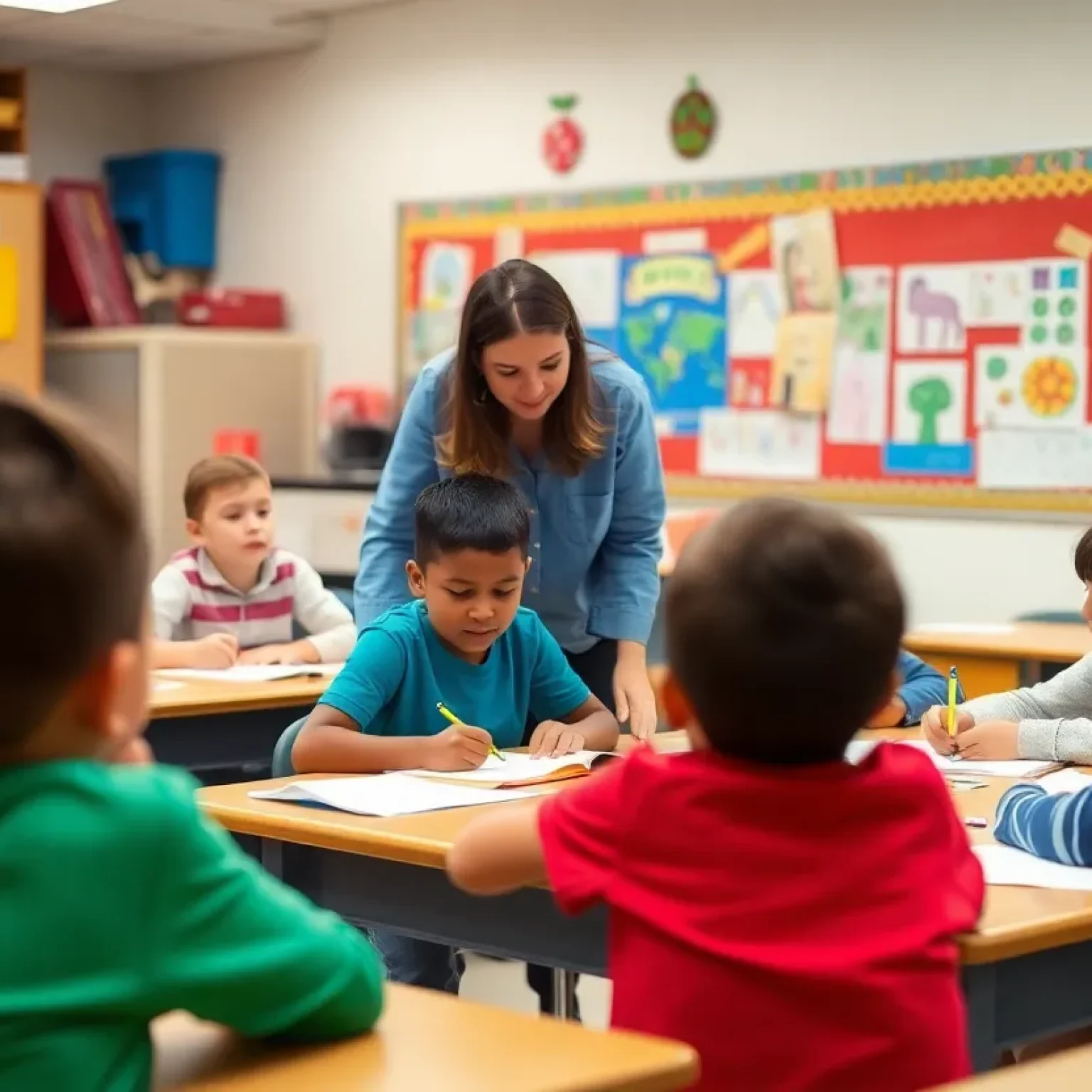 Students learning in a classroom setting