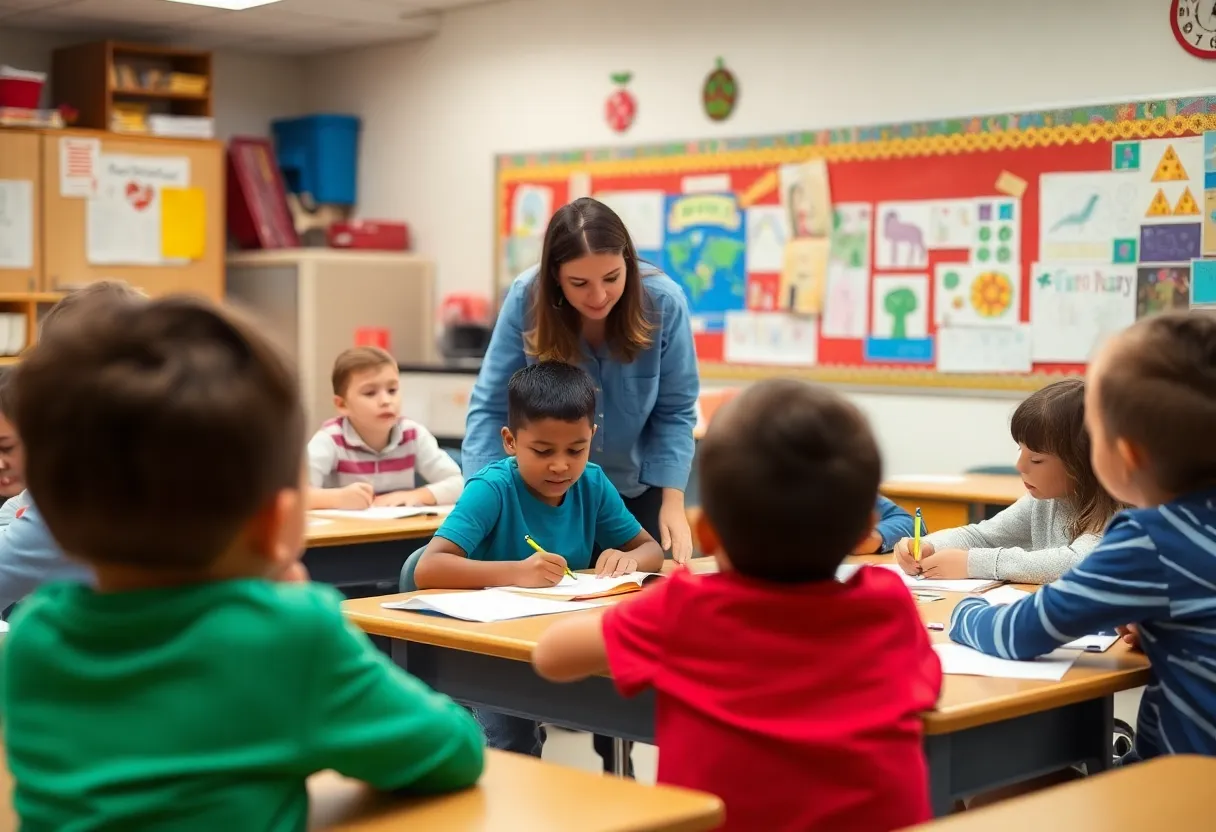 Students learning in a classroom setting