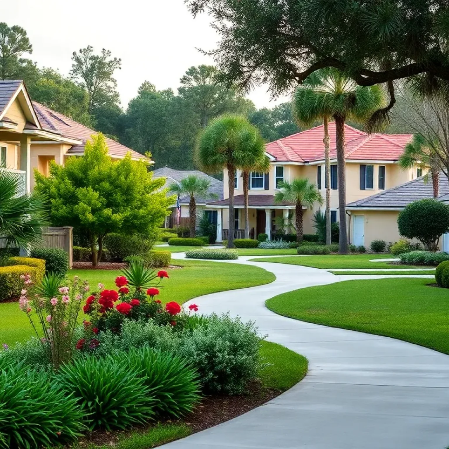 Scenic suburban neighborhood in Jacksonville, Florida.