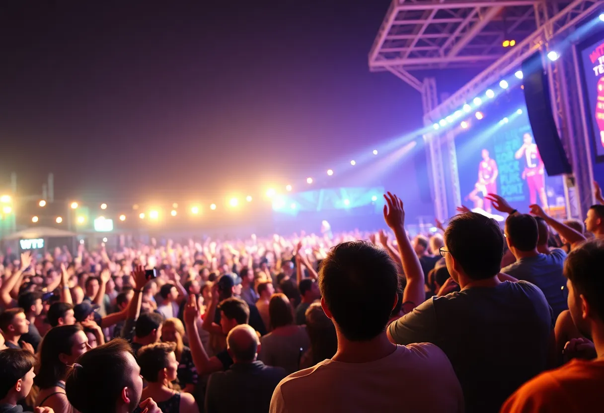 Audience enjoying a concert at Daily's Place in Jacksonville, Florida.