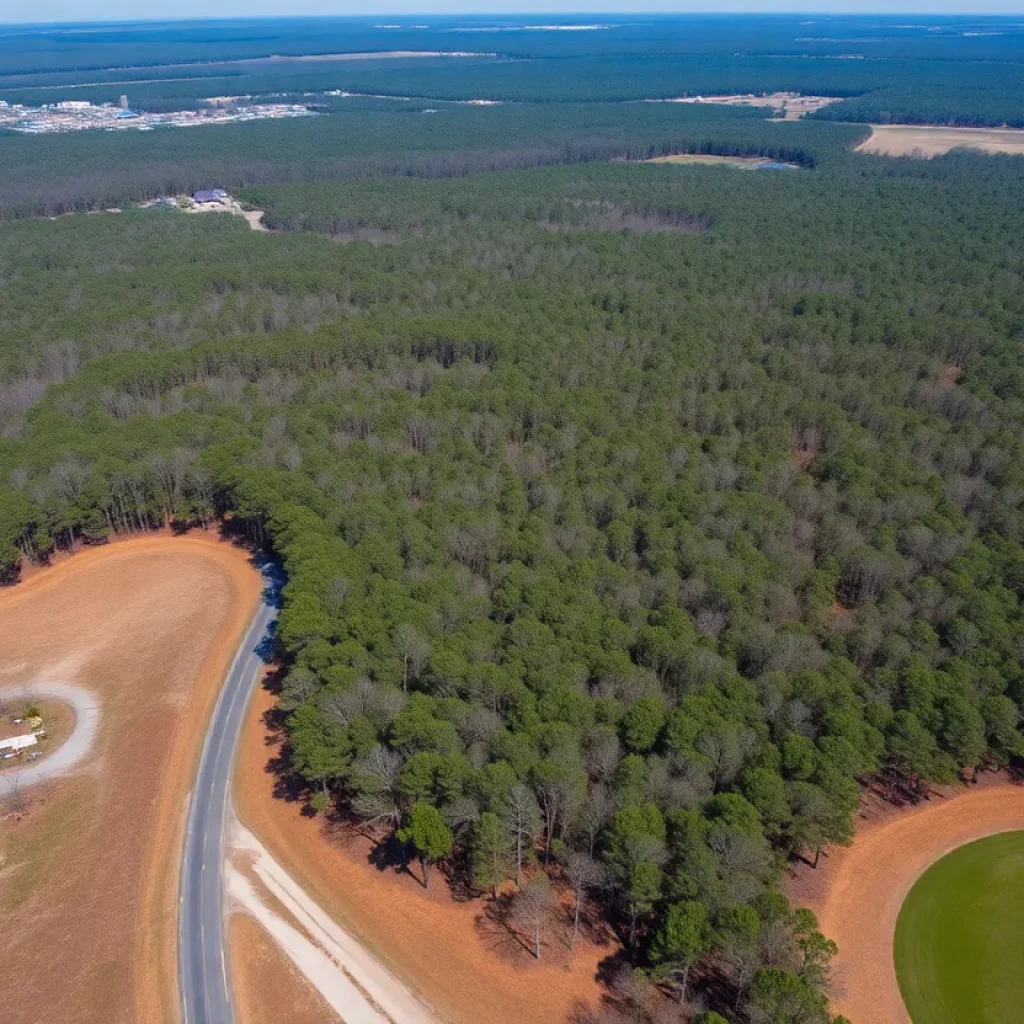 Aerial view of timberland in Northwest Jacksonville purchased by Meritage Homes.