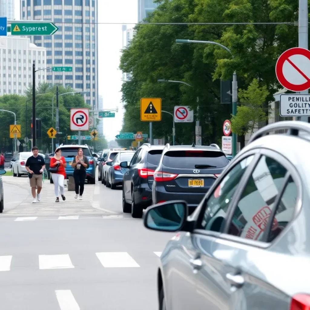 Urban street highlighting pedestrian safety issues