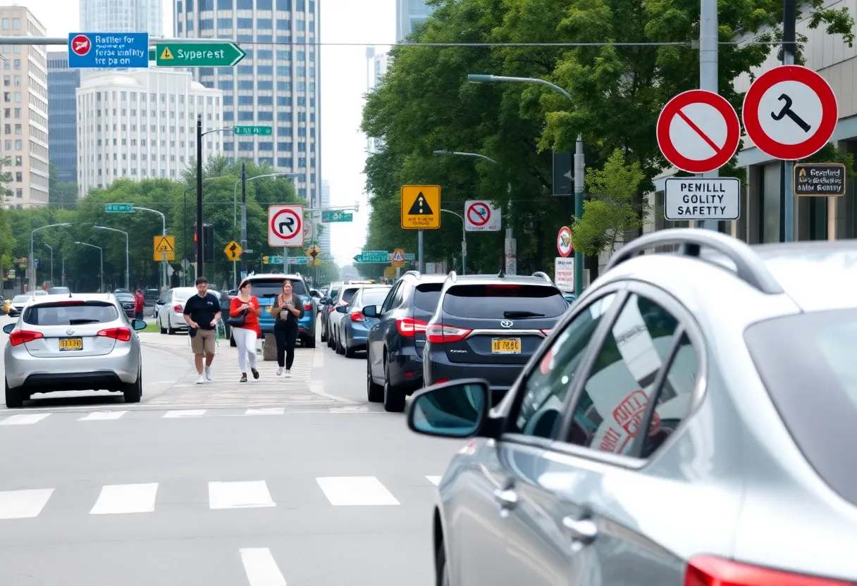 Urban street highlighting pedestrian safety issues