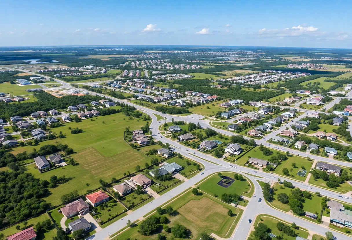 Aerial view of residential lots in TrailMark community, St. Johns County, Florida
