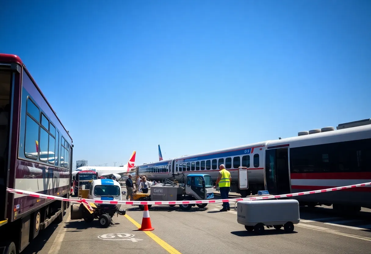 Scene depicting transportation safety investigation with various transportation modes