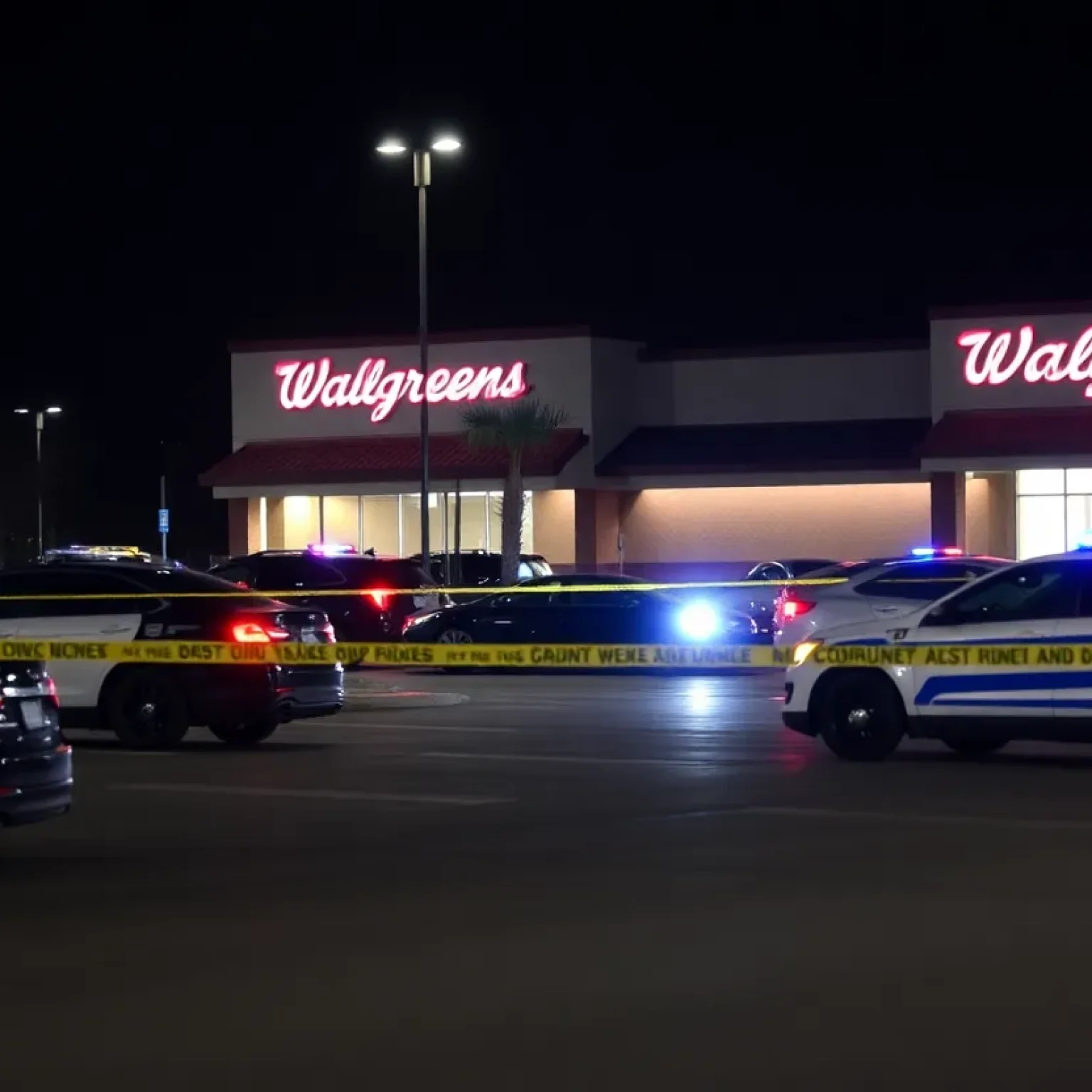 Police presence at a Walgreens parking lot after a hit-and-run incident