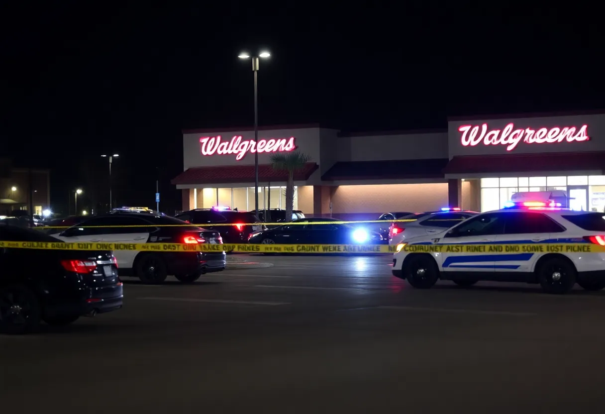 Police presence at a Walgreens parking lot after a hit-and-run incident
