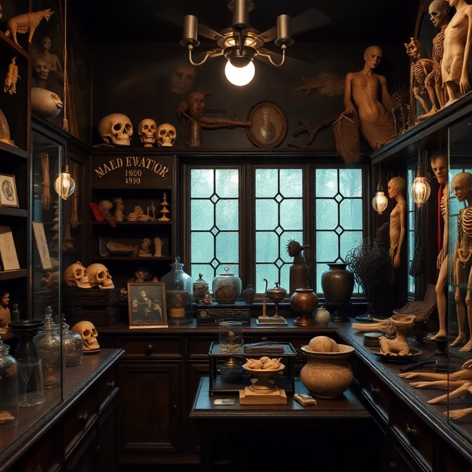 Storefront of Wicked Wonderland showcasing Gothic art and preserved items