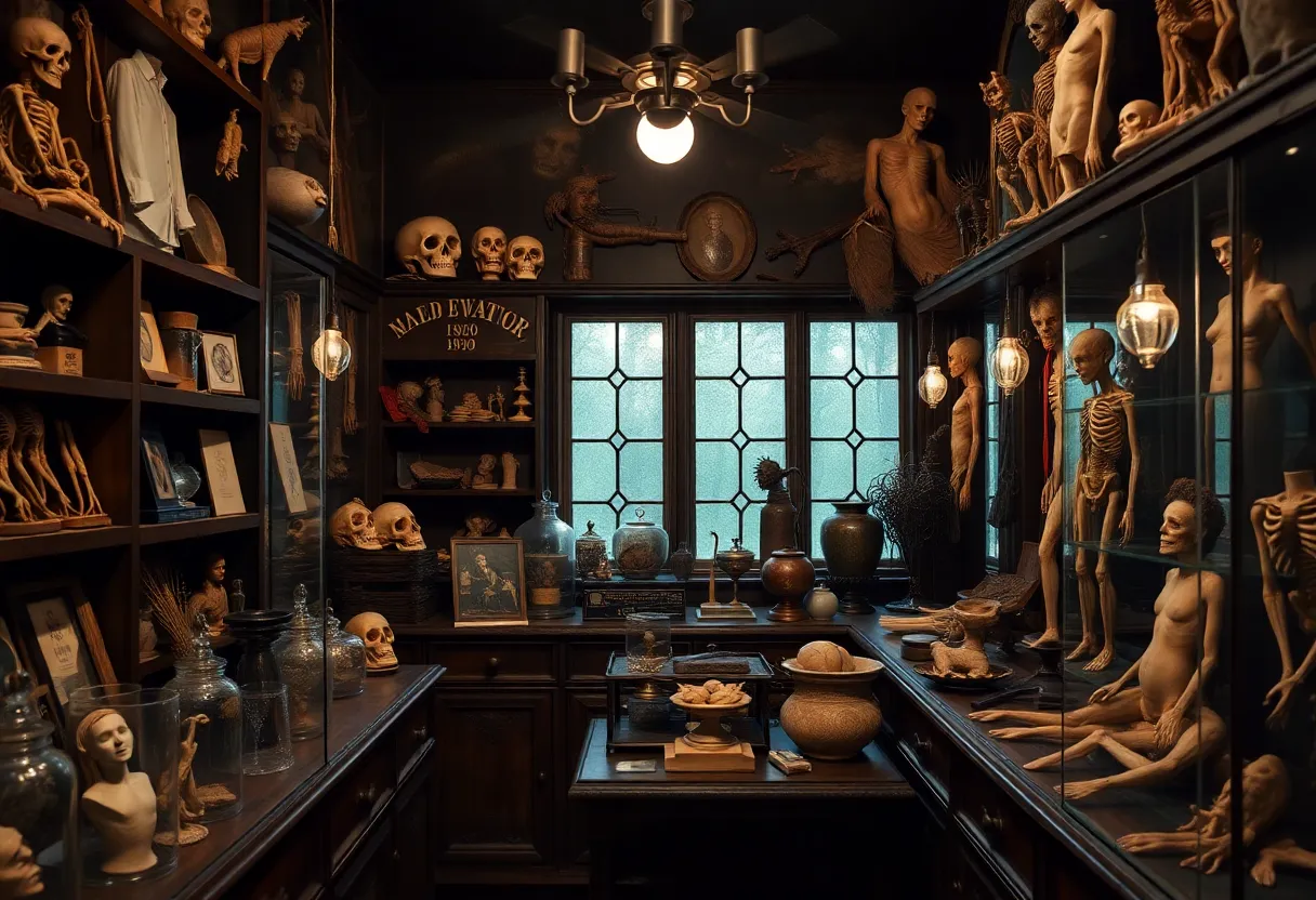 Storefront of Wicked Wonderland showcasing Gothic art and preserved items
