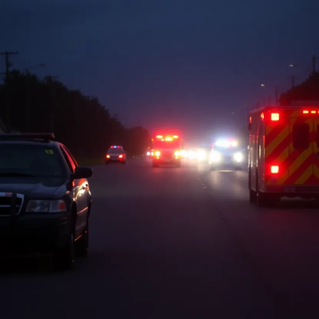 Emergency vehicles at a road accident scene in Jacksonville