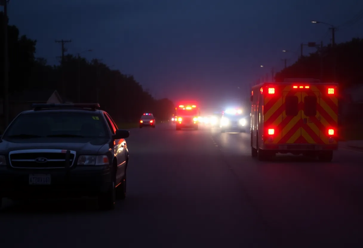 Emergency vehicles at a road accident scene in Jacksonville